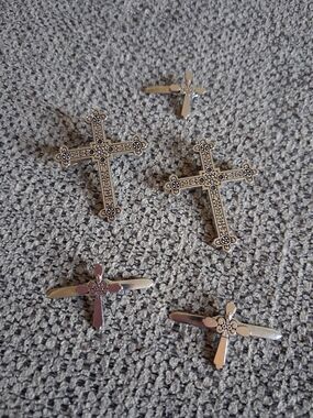 Silver Decorative Cross Binder Fasteners - Set of 5